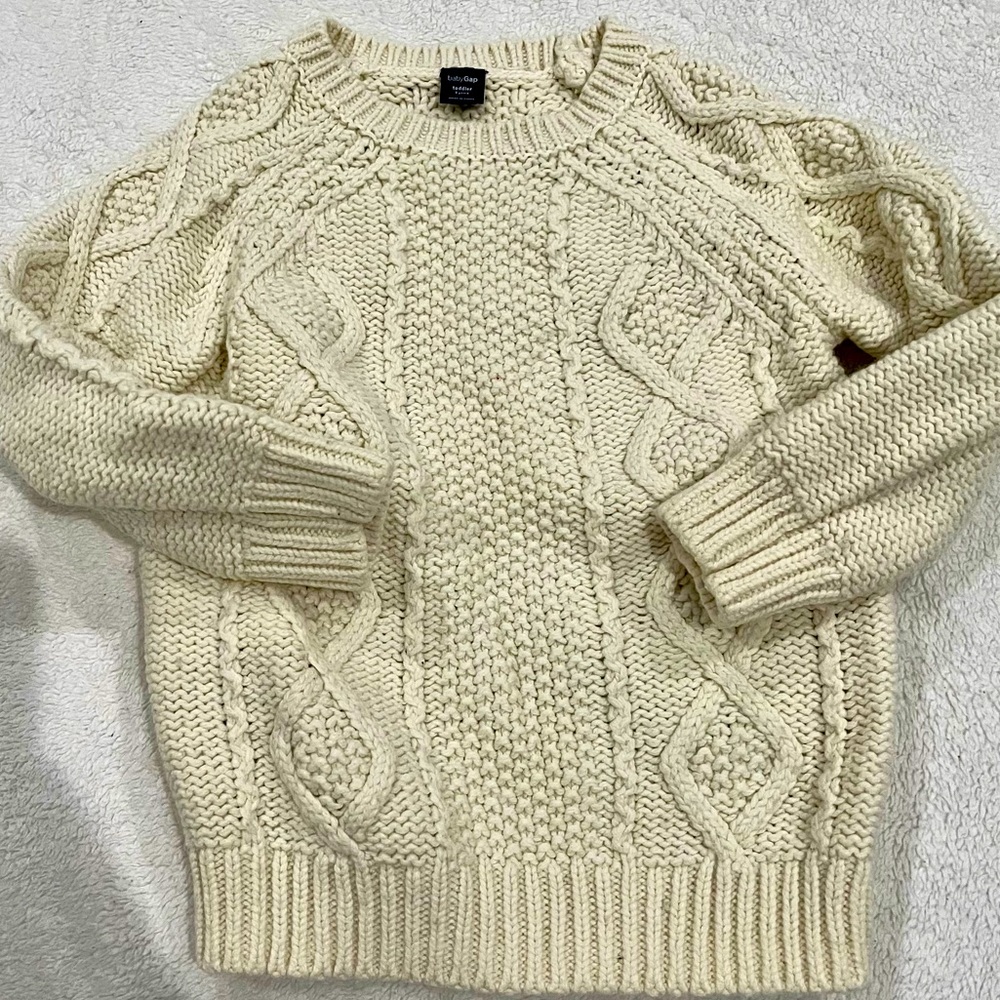 Boys Baby Gap Cable Knit Sweater Cream 3T